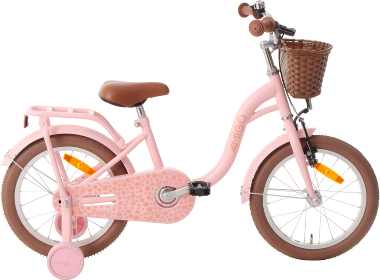 AMIGO Fairy 16 Inch 24,5 cm Meisjes Terugtraprem Zalmroze