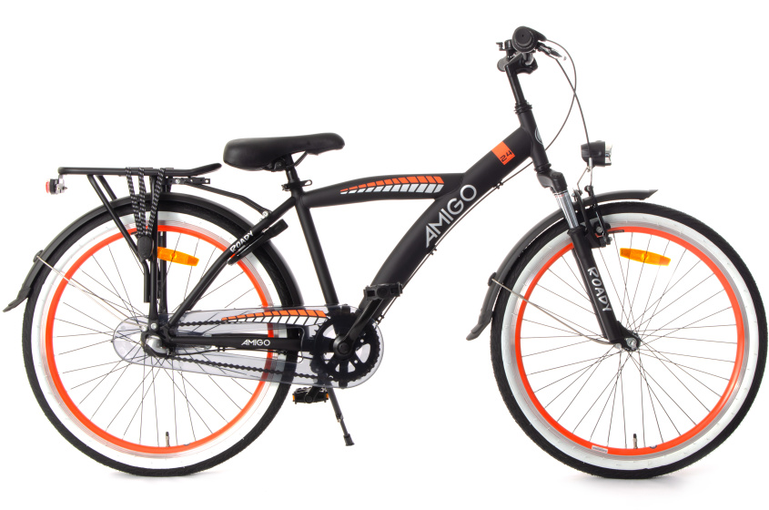 AMIGO Roady 24 Inch 36 cm Jongens 3V Terugtraprem Zwart/Oranje