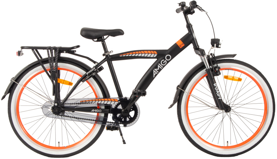AMIGO Roady 24 Inch 36 cm Jongens Terugtraprem Zwart/Oranje