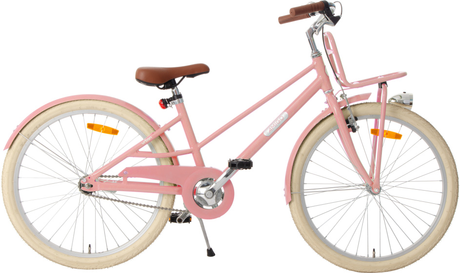 AMIGO Urban Aluminium Frame 24 Inch 35 cm Meisjes Terugtraprem Zalmroze