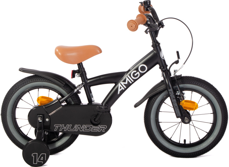 AMIGO Thunder 14 Inch 22 cm Jongens Terugtraprem Zwart/Wit
