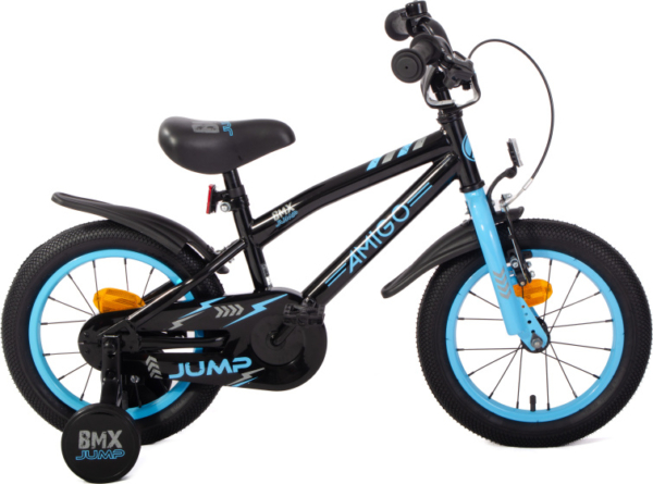 AMIGO BMX Jump 14 Inch 22,5 cm Jongens Terugtraprem Zwart/Blauw