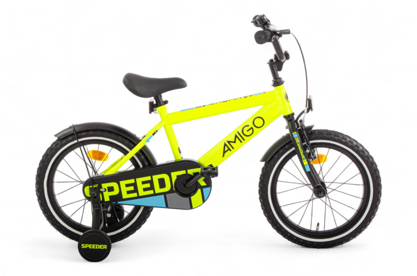 AMIGO Speeder 16 Inch Jongens Terugtraprem Geel/Zwart