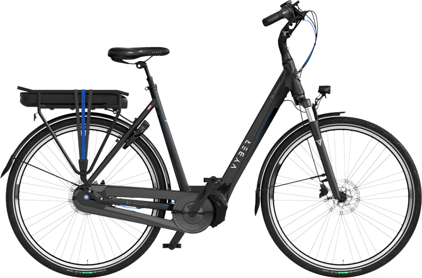 Vyber Ride E1 378Wh 28 Inch 57 cm Dames 7V Hydraulische schijfrem Zwart/Blauw